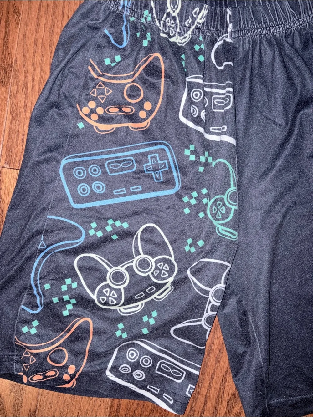 PatPat Black Kids Video Game Controller Pajama Set Sz 10/11